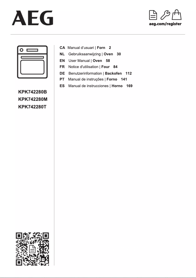 Page 1 de la notice Manuel utilisateur AEG KPK742280M
