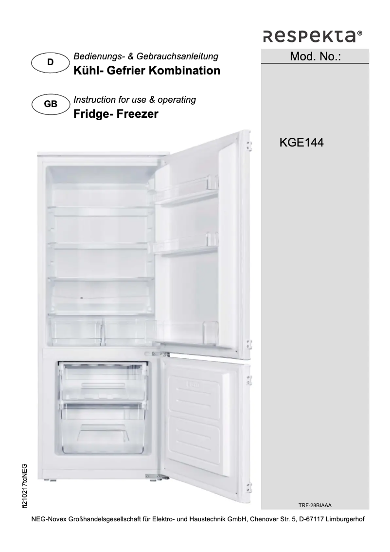 Page 1 of the manual User Manual Respekta KGE144