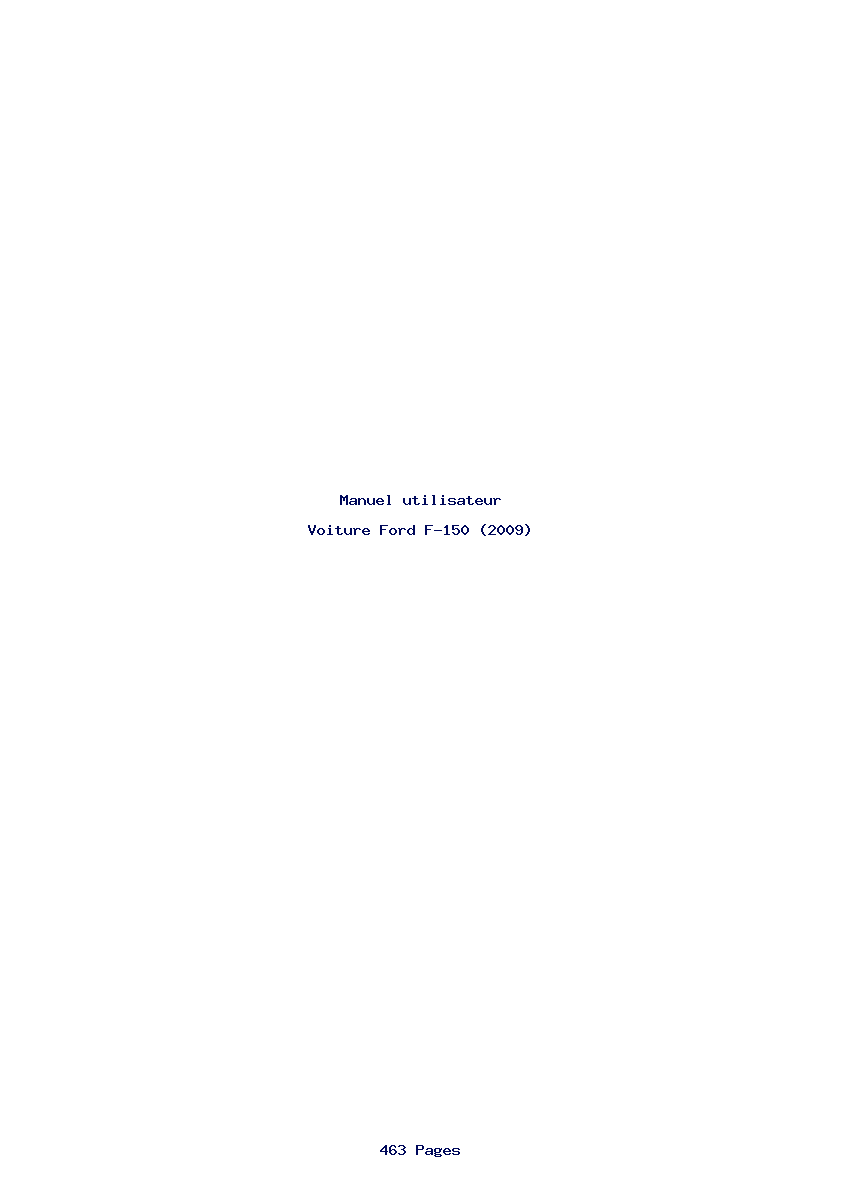 Page 1 de la notice Manuel utilisateur Ford F-150 (2009)