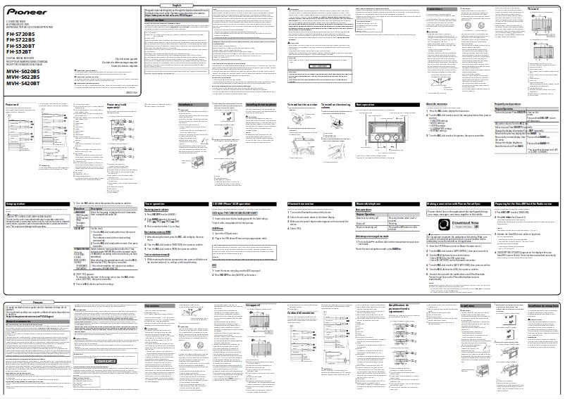 Page 1 de la notice Guide de démarrage rapide Pioneer MVH-S420BT