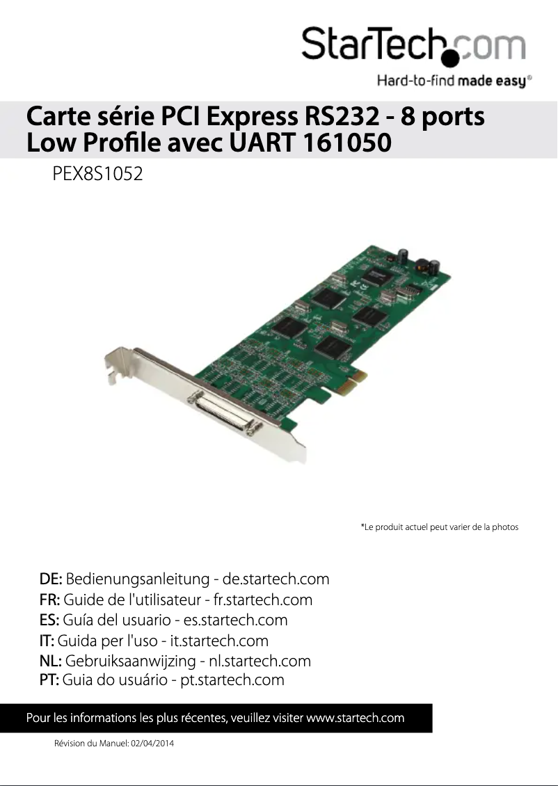 Page 1 de la notice Manuel utilisateur StarTech.com PEX8S1052