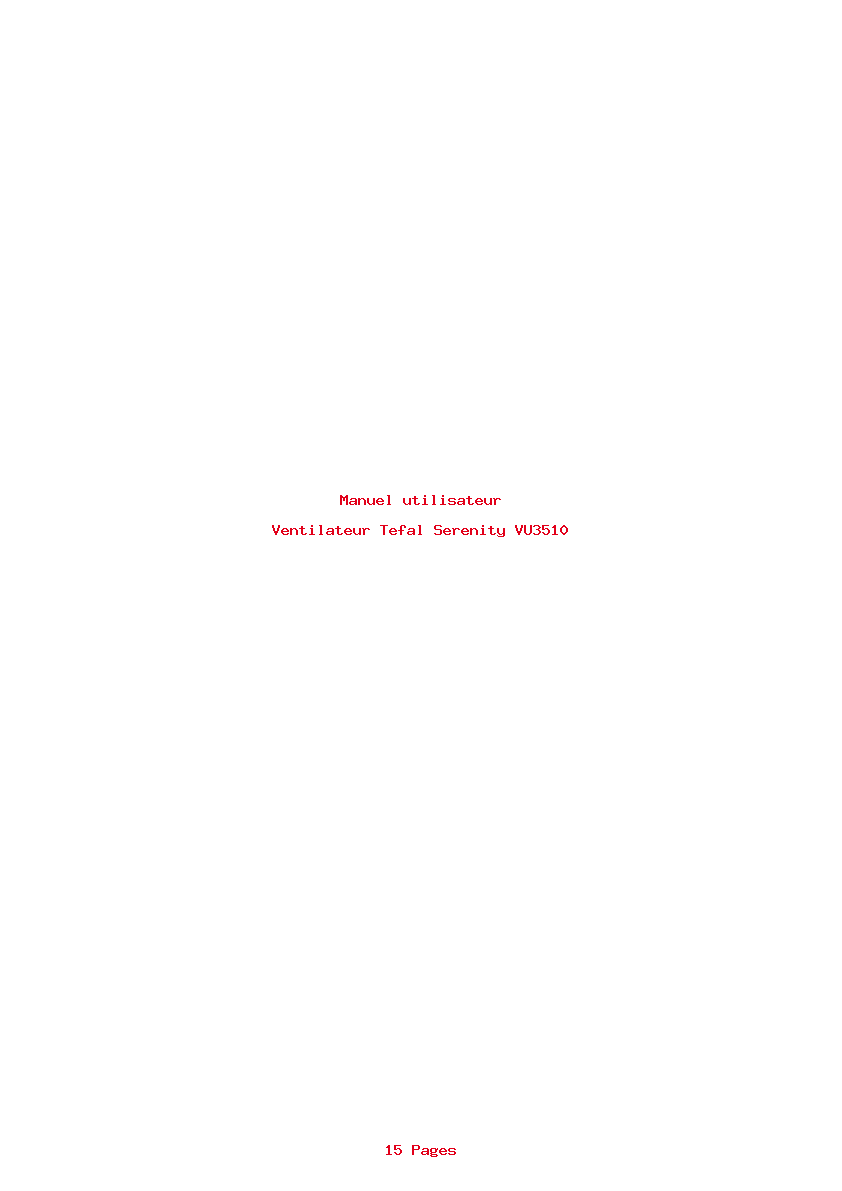 Page 1 de la notice Manuel utilisateur Tefal Serenity VU3510