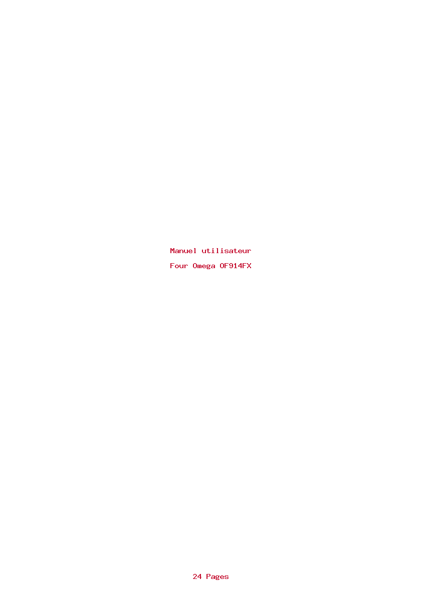 Page 1 de la notice Manuel utilisateur Omega OF914FX