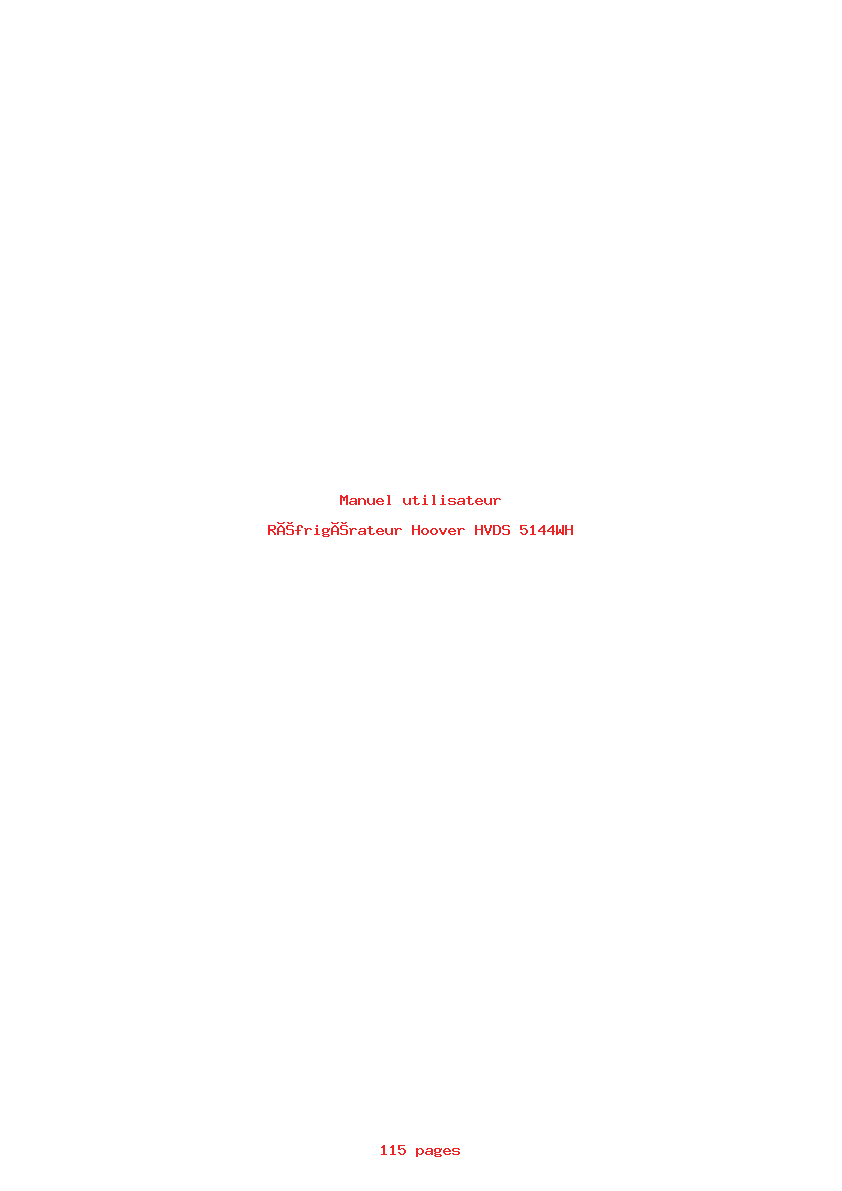 Page 1 de la notice Manuel utilisateur Hoover HVDS 5144WH