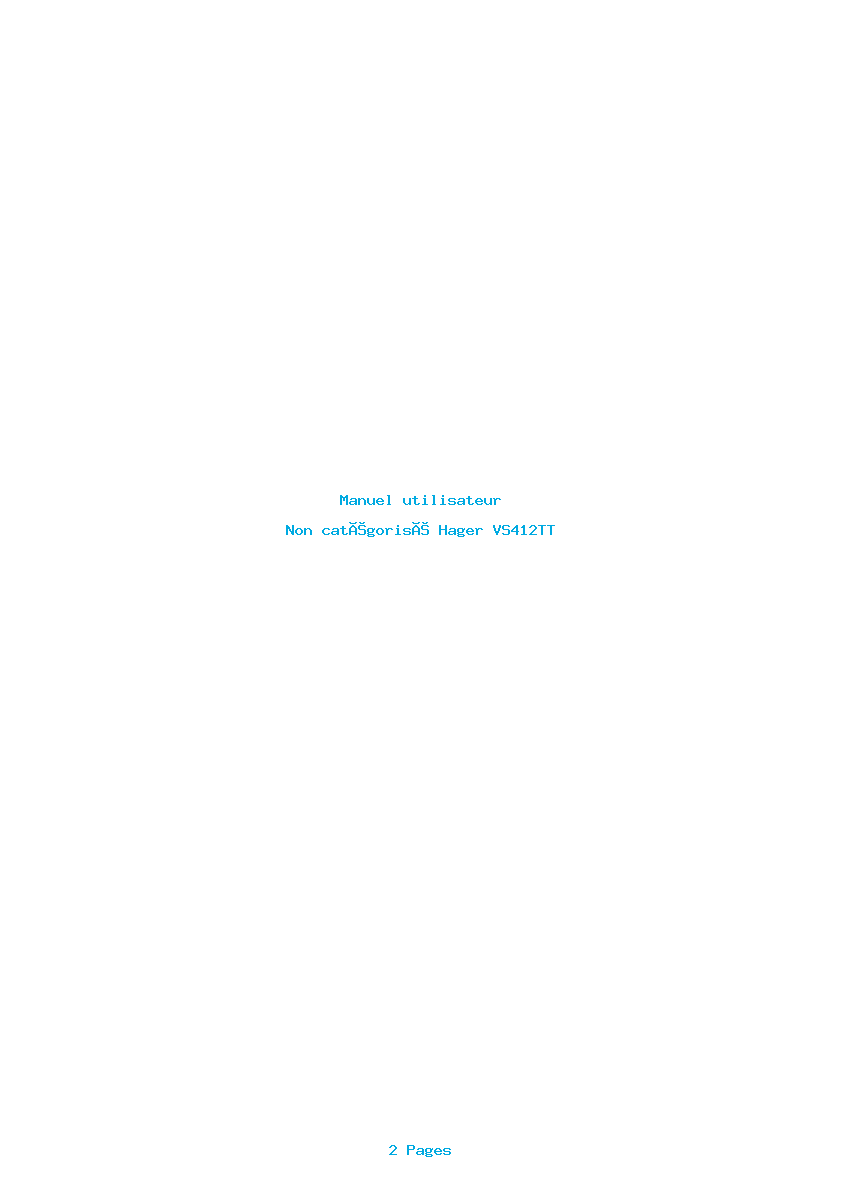 Page 1 de la notice Manuel utilisateur Hager VS412TT