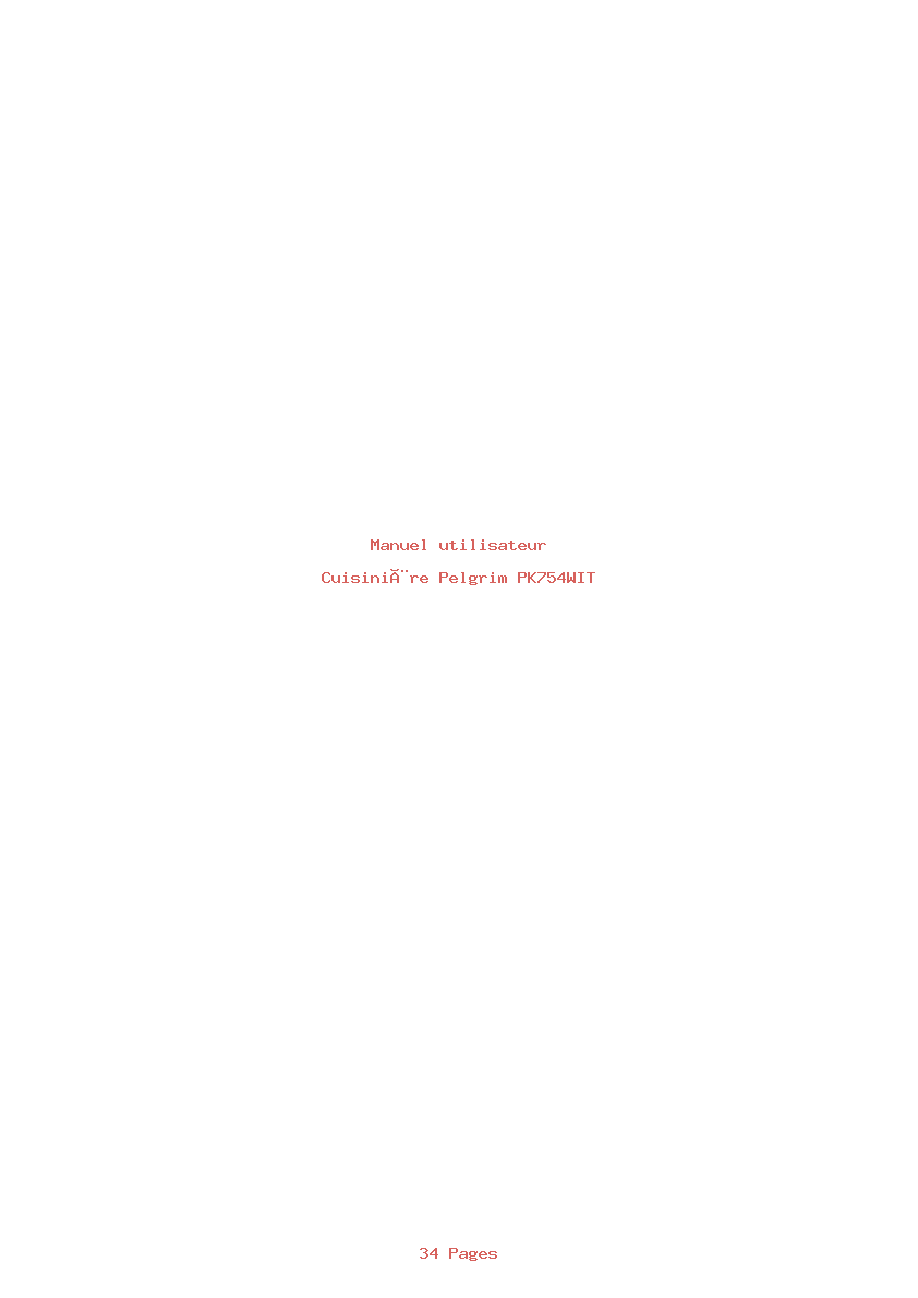 Page 1 de la notice Manuel utilisateur Pelgrim PK754WIT