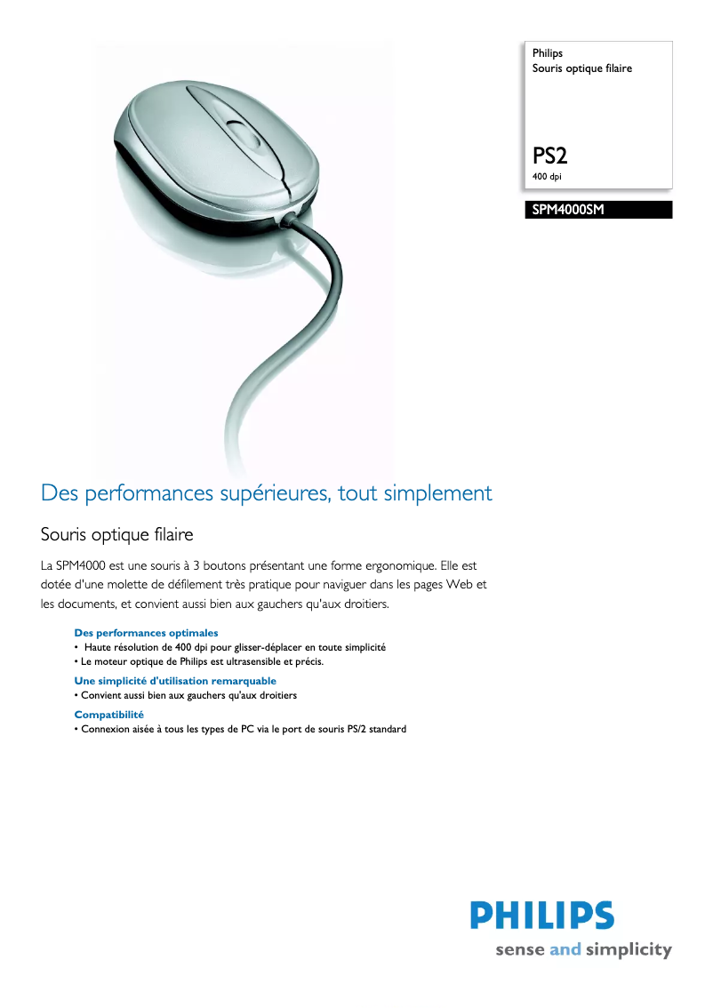 Page 1 of the manual Technical Sheet Philips SPM4000SM