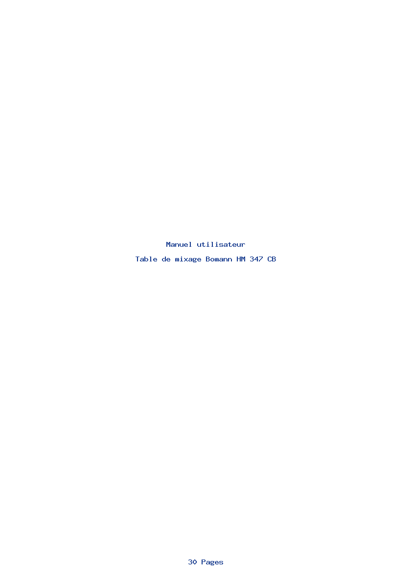 Page 1 de la notice Manuel utilisateur Bomann HM 347 CB