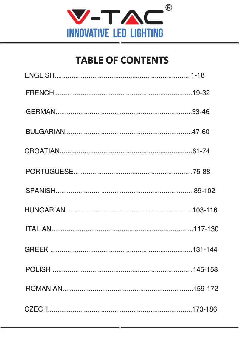 Page 1 de la notice Manuel utilisateur V-TAC VT-5050