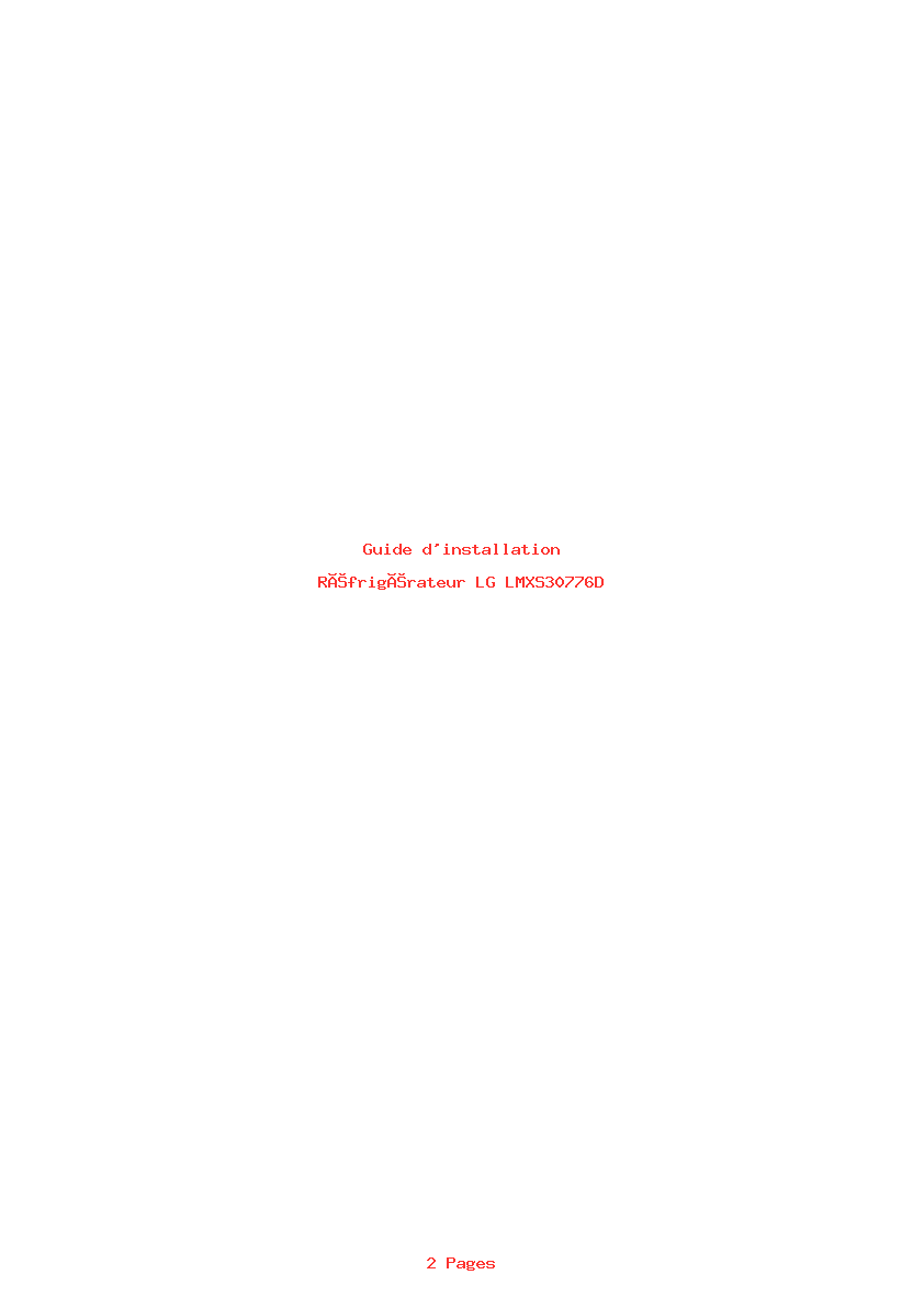 Page 1 de la notice Guide d'installation LG LMXS30776D