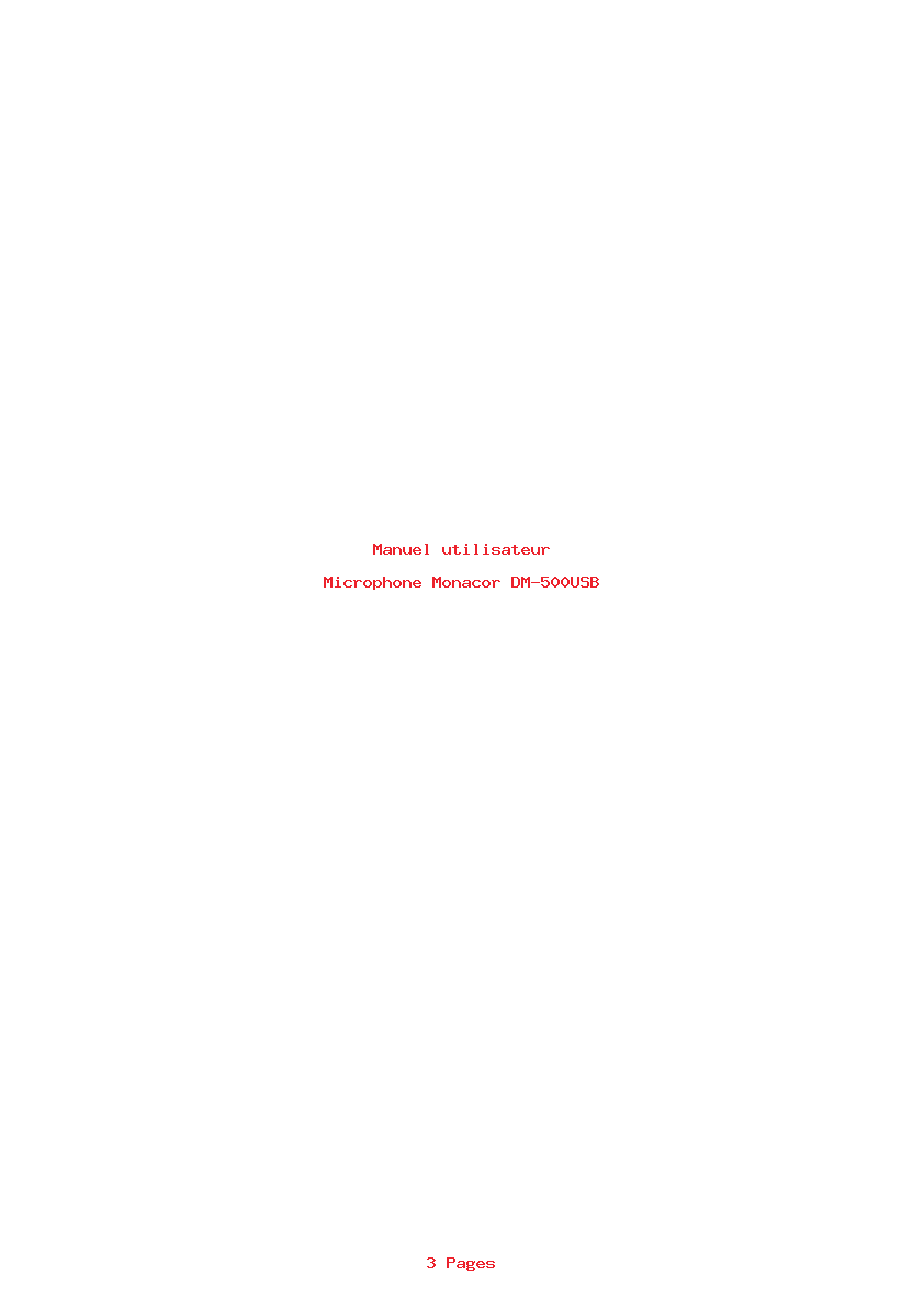 Page 1 de la notice Manuel utilisateur Monacor DM-500USB