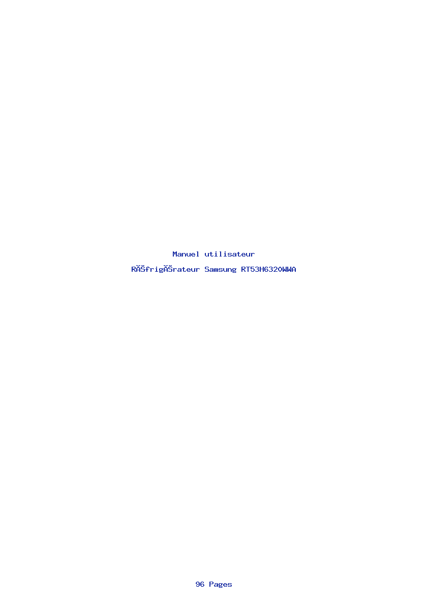 Page 1 de la notice Manuel utilisateur Samsung RT53H6320WWA