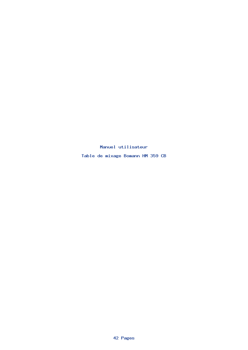 Page 1 de la notice Manuel utilisateur Bomann HM 359 CB