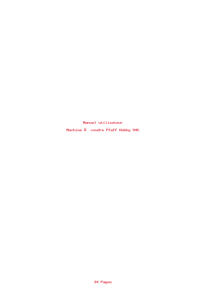 Page 1 de la notice Manuel utilisateur Pfaff Hobby 946