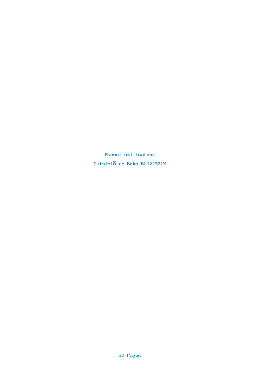 Page 1 de la notice Manuel utilisateur Beko BUM22321X