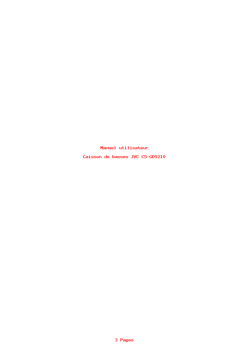 Page 1 de la notice Manuel utilisateur JVC CS-GD1210