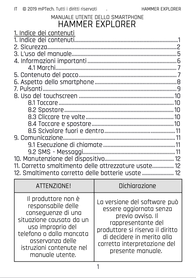 Page 1 de la notice Manuel utilisateur Hammer Explorer