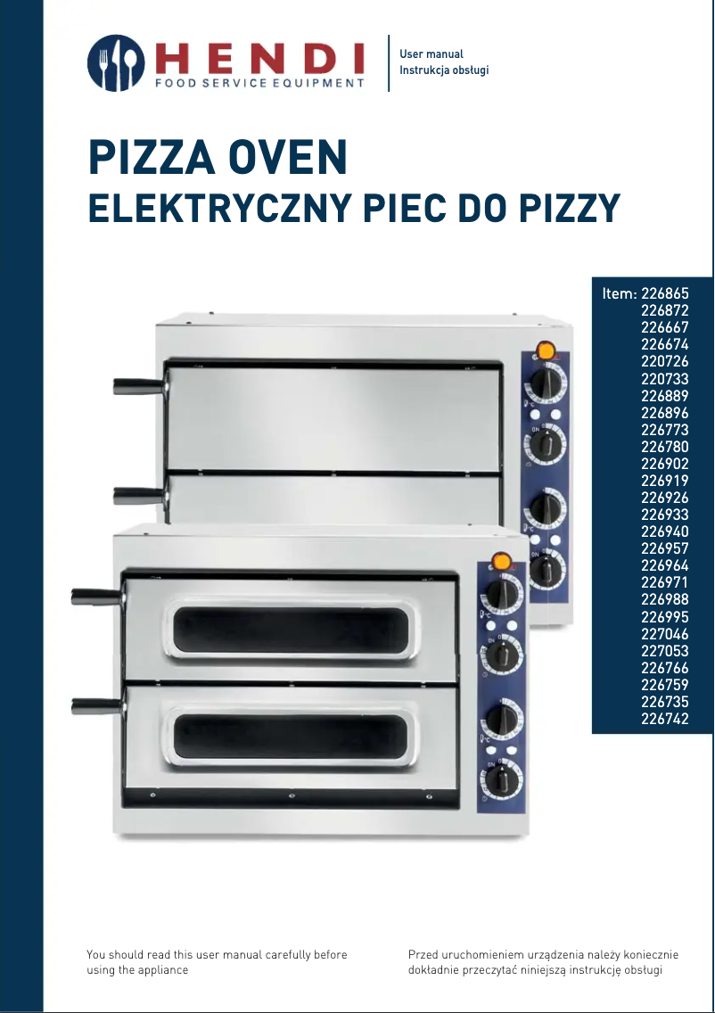 Page 1 de la notice Manuel utilisateur Hendi 226896