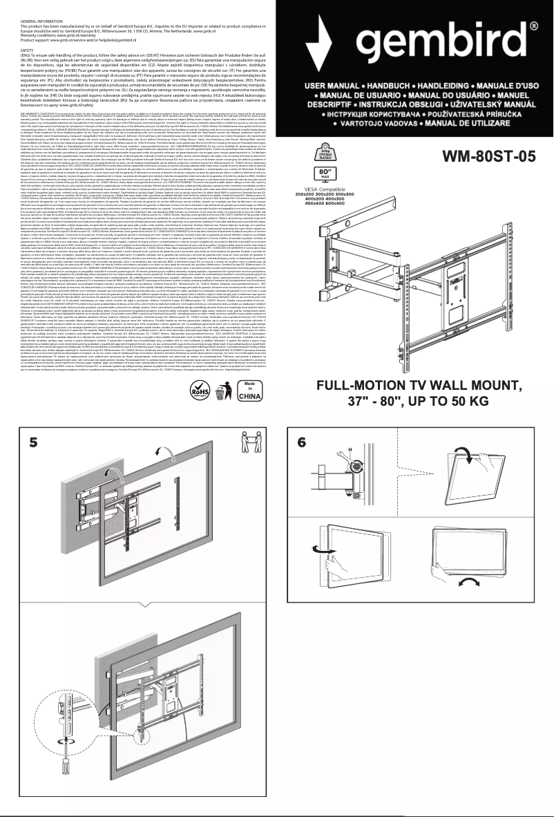 Page 1 de la notice Manuel utilisateur Gembird WM-80ST-05