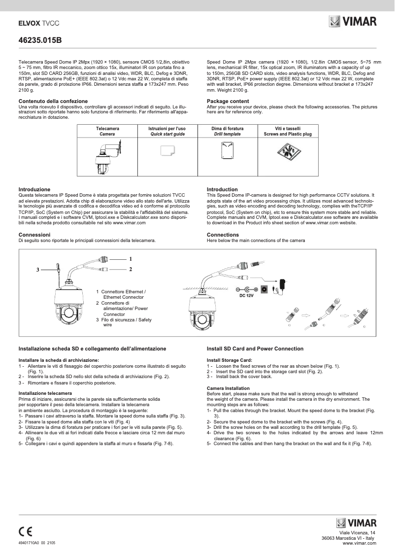 Page 1 of the manual Instructions / Assembly Vimar ELVOX 46235.015B