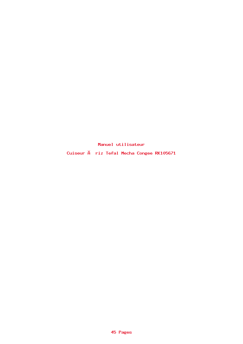 Page 1 de la notice Manuel utilisateur Tefal Mecha Congee RK105671