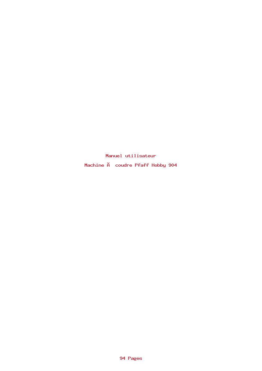 Page 1 de la notice Manuel utilisateur Pfaff Hobby 904