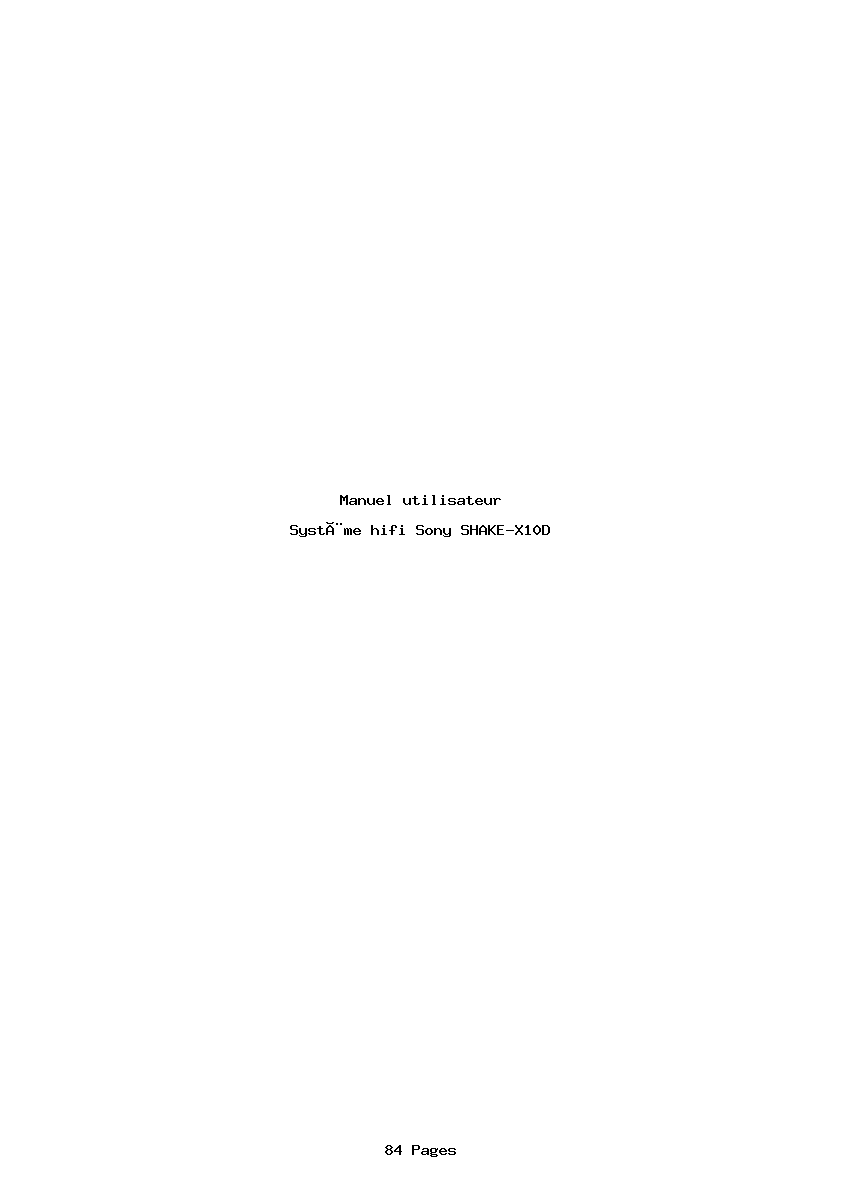 Page 1 de la notice Manuel utilisateur Sony SHAKE-X10D