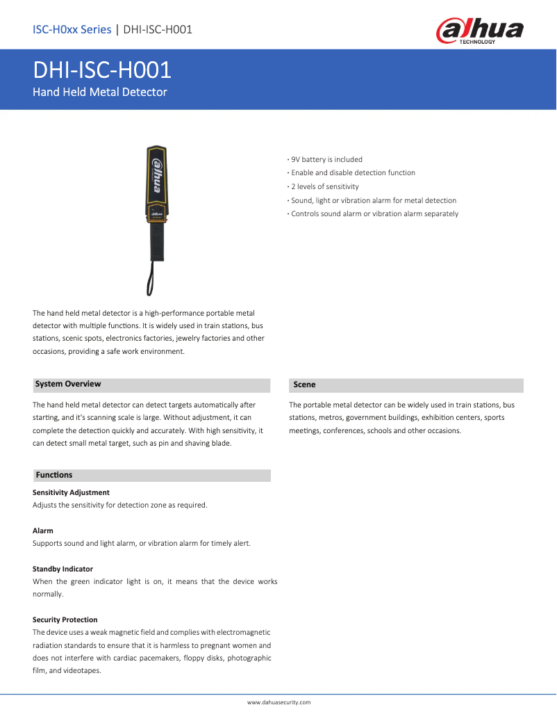 Page 1 of the manual User Manual Dahua Technology ISC-H001