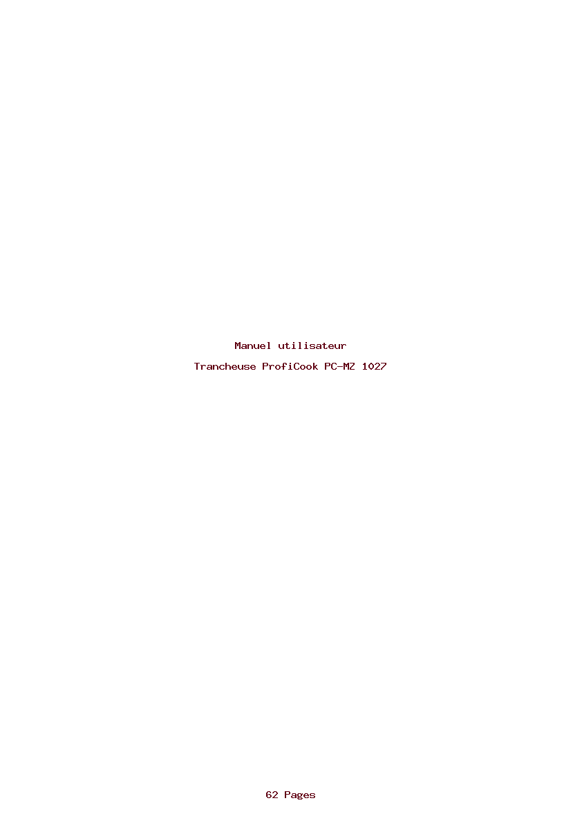 Page 1 de la notice Manuel utilisateur ProfiCook PC-MZ 1027