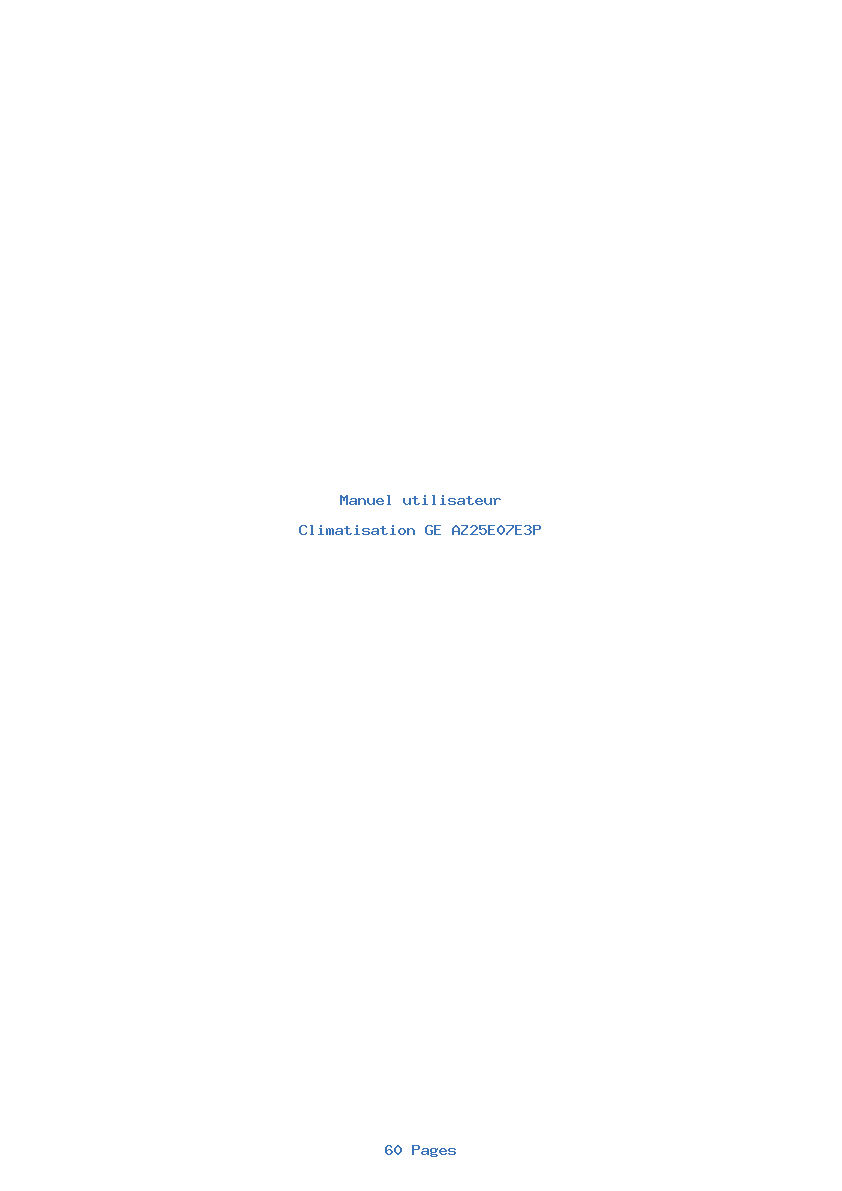 Page 1 de la notice Manuel utilisateur GE AZ25E07E3P