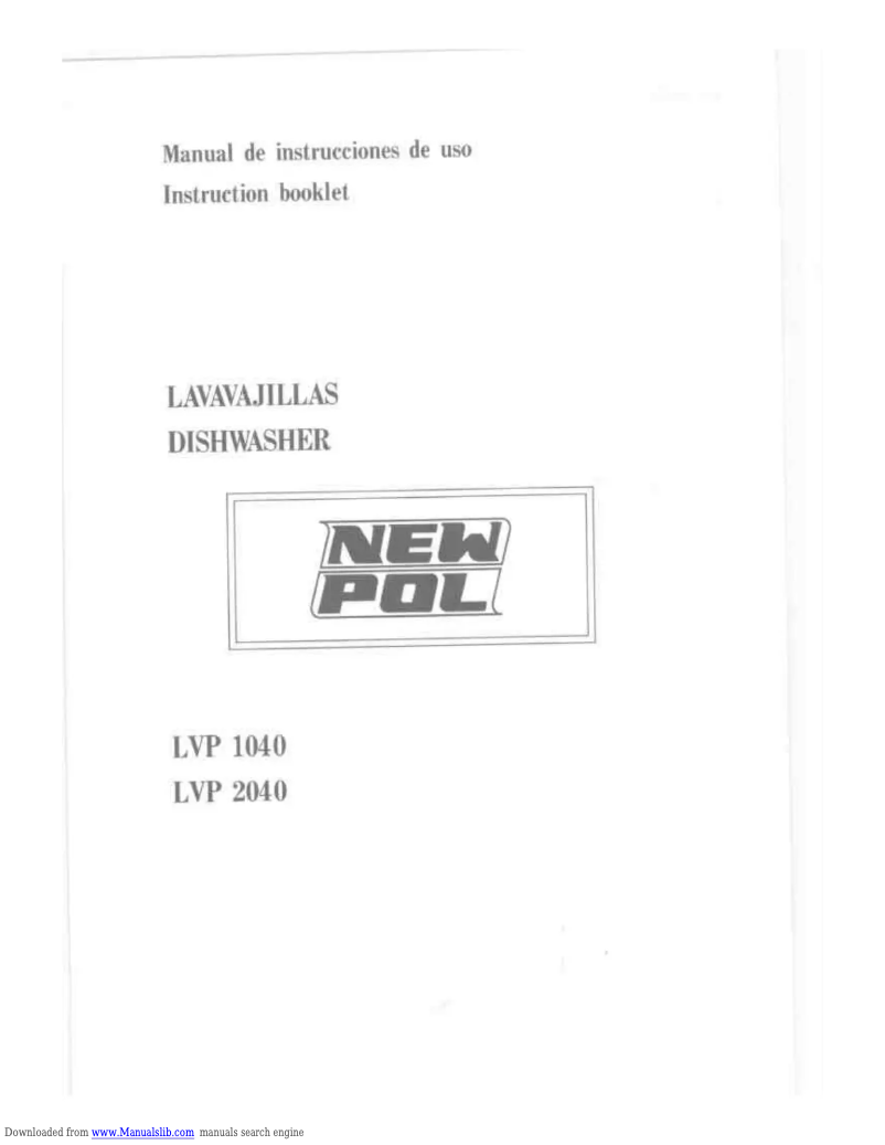 Page 1 de la notice Manuel utilisateur New Pol LVP 1040