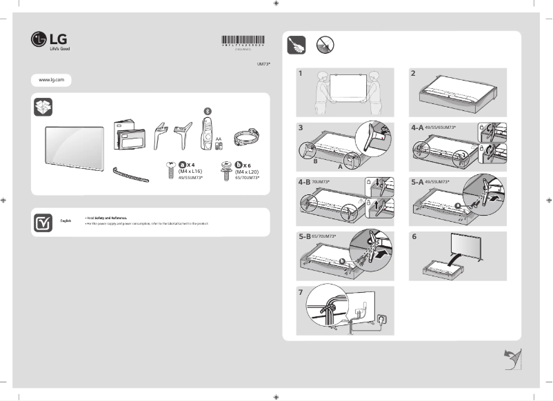 Page 1 de la notice Manuel utilisateur LG 70UM7300PPA