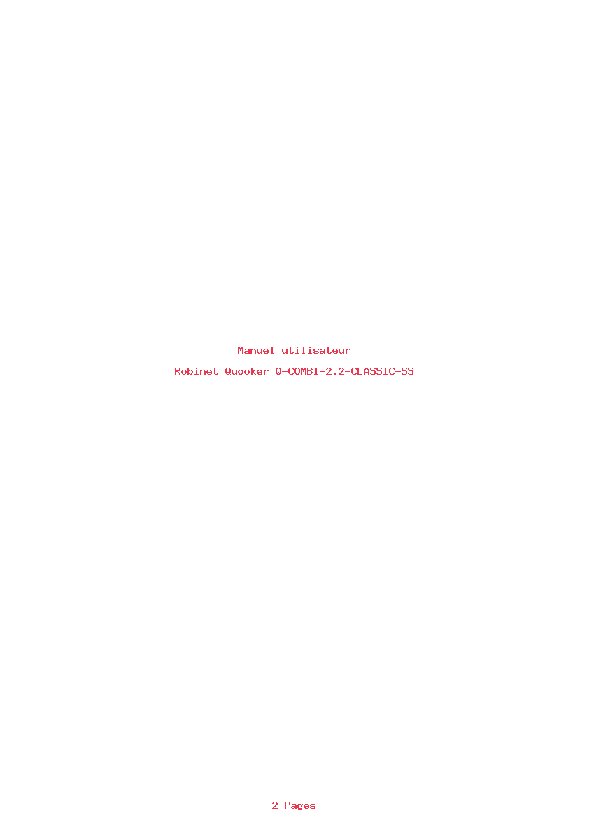Page 1 de la notice Manuel utilisateur Quooker Q-COMBI-2.2-CLASSIC-SS