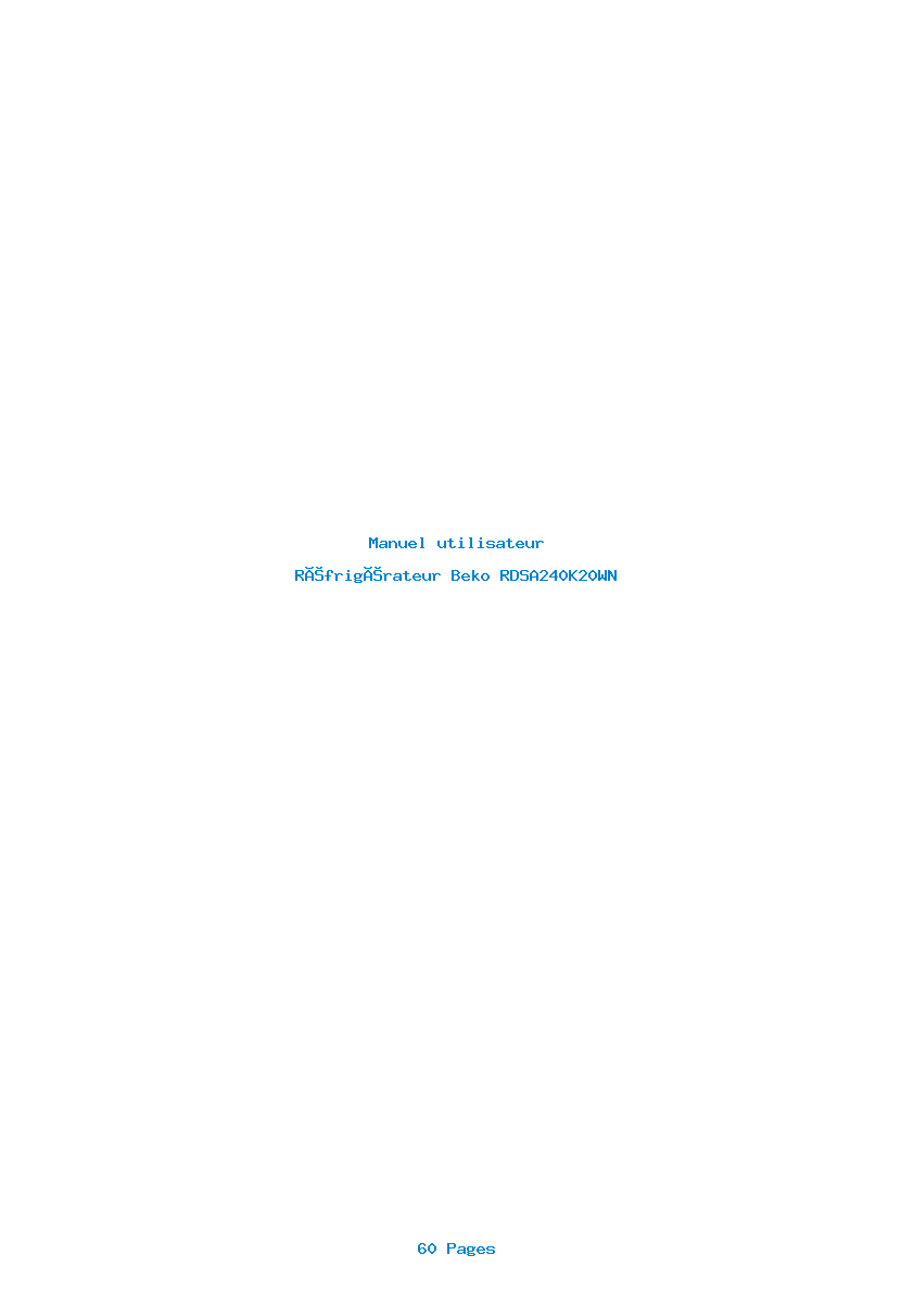 Page 1 de la notice Manuel utilisateur Beko RDSA240K20WN
