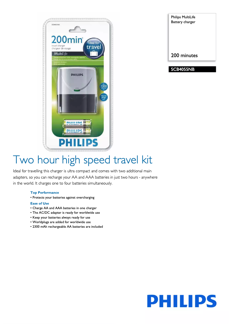 Página 1 del manual Folleto Philips Multilife SCB4055NB