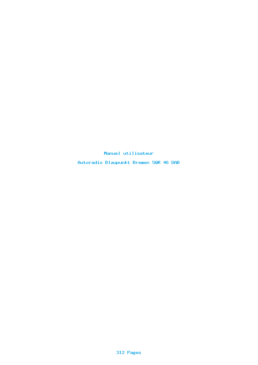 Page 1 de la notice Manuel utilisateur Blaupunkt Bremen SQR 46 DAB