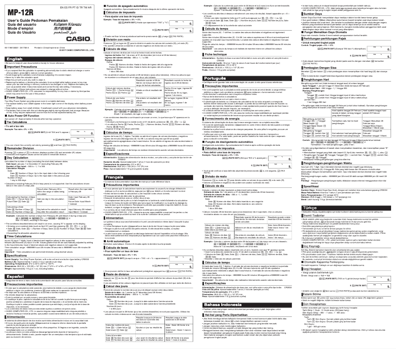 Página 1 del manual Manual de usuario Casio MP-12R