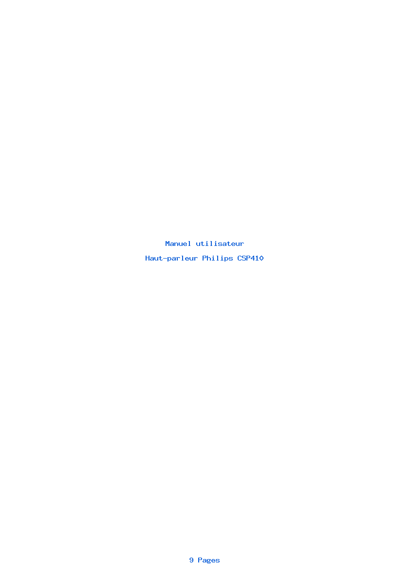 Page 1 de la notice Manuel utilisateur Philips CSP410