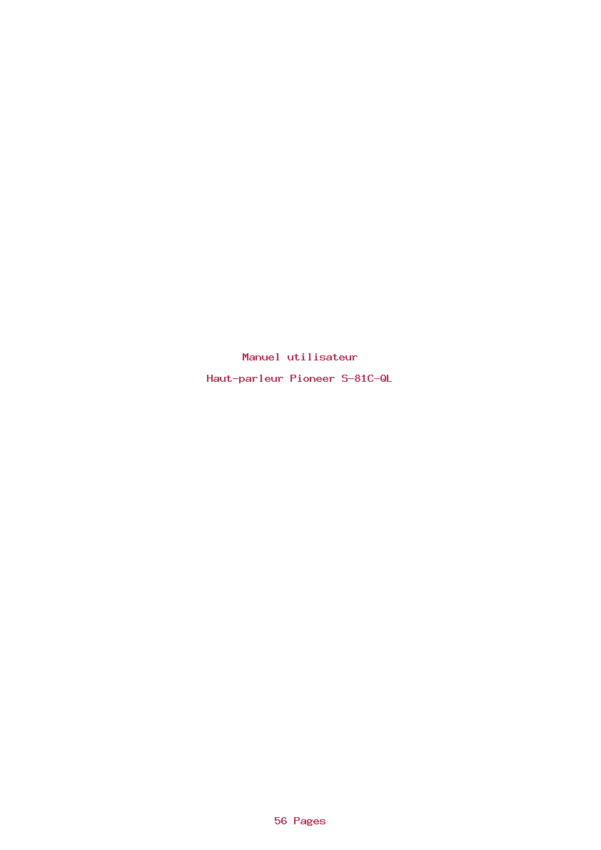 Page 1 de la notice Manuel utilisateur Pioneer S-81C-QL