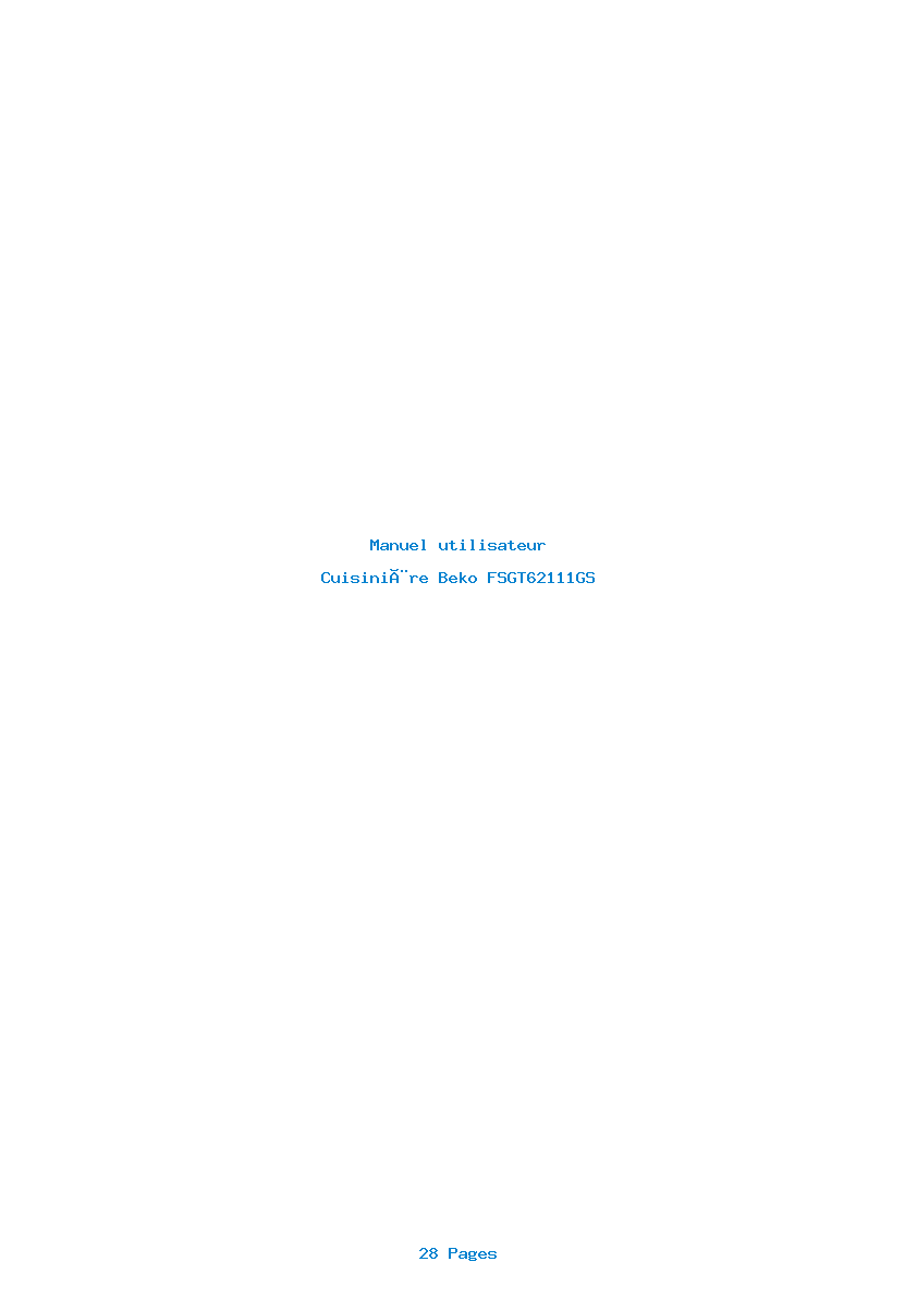 Page 1 de la notice Manuel utilisateur Beko FSGT62111GS