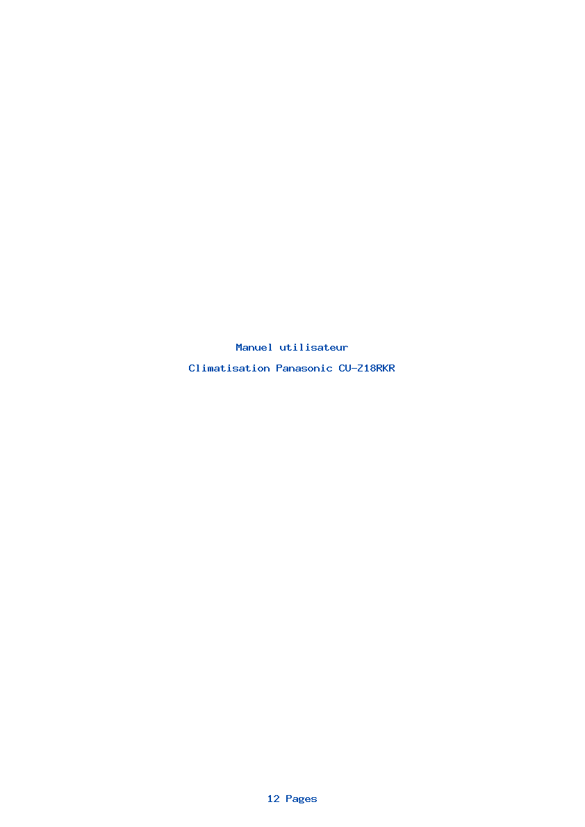 Page 1 de la notice Manuel utilisateur Panasonic CU-Z18RKR