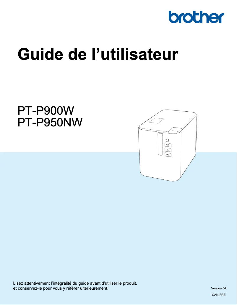 Page 1 de la notice Manuel utilisateur Brother PT-P900W