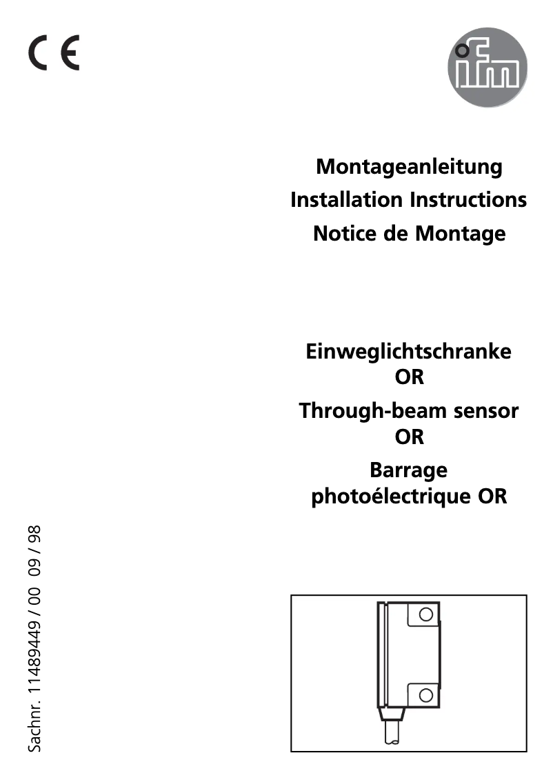 Page 1 de la notice Manuel utilisateur IFM OR0005
