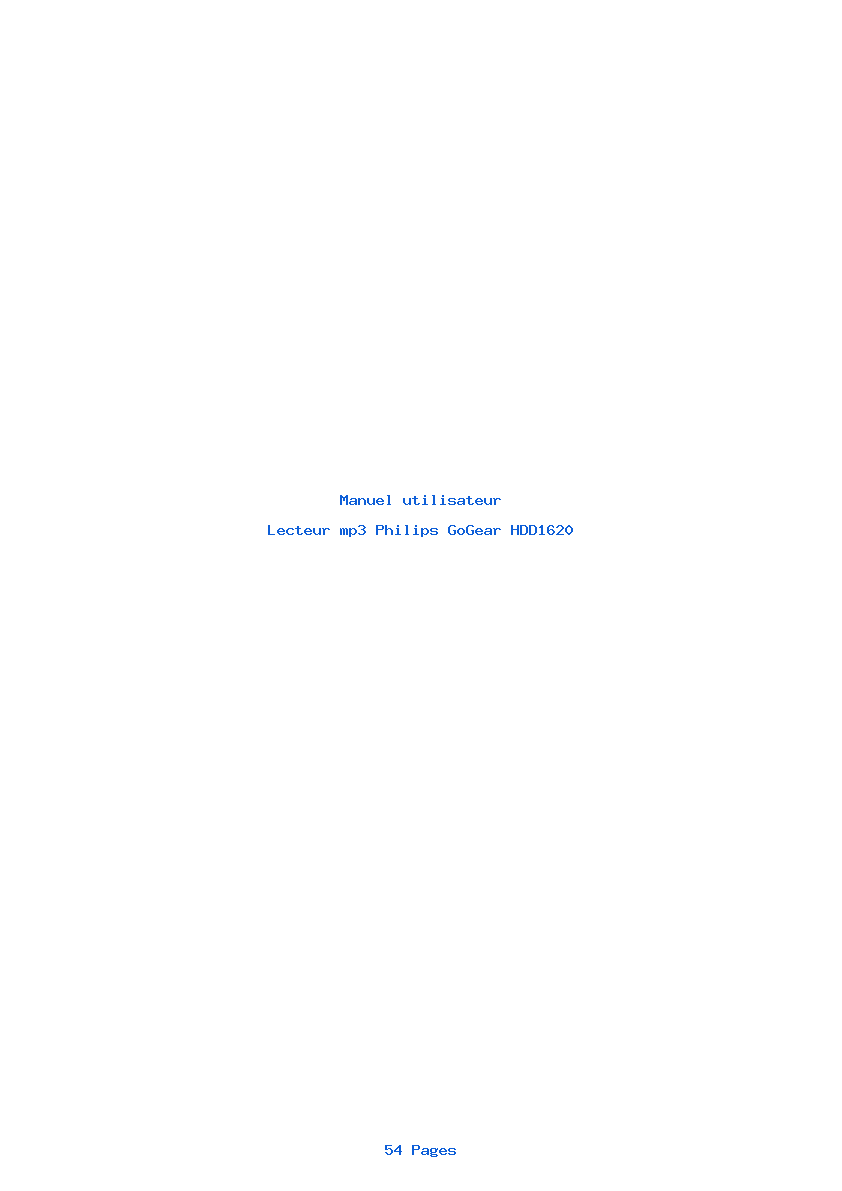 Page 1 de la notice Manuel utilisateur Philips GoGear HDD1620