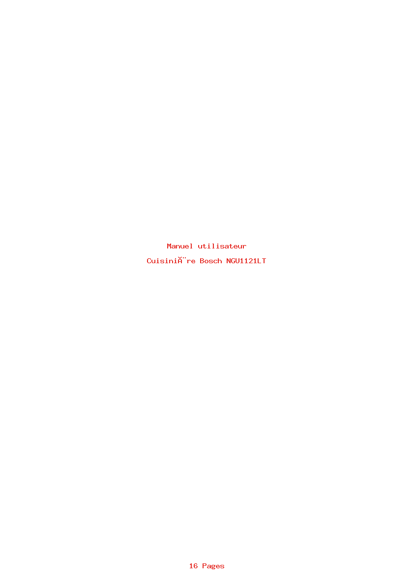 Page 1 de la notice Manuel utilisateur Bosch NGU1121LT