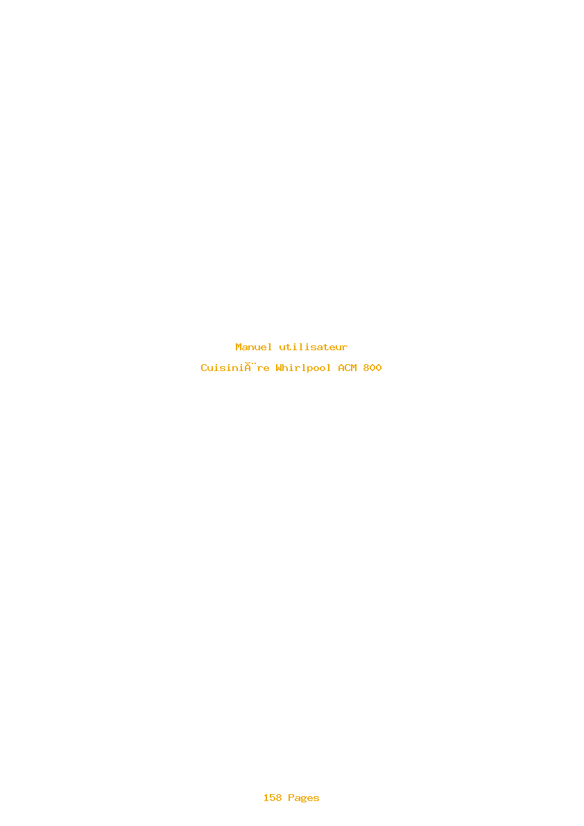 Page 1 de la notice Manuel utilisateur Whirlpool ACM 800