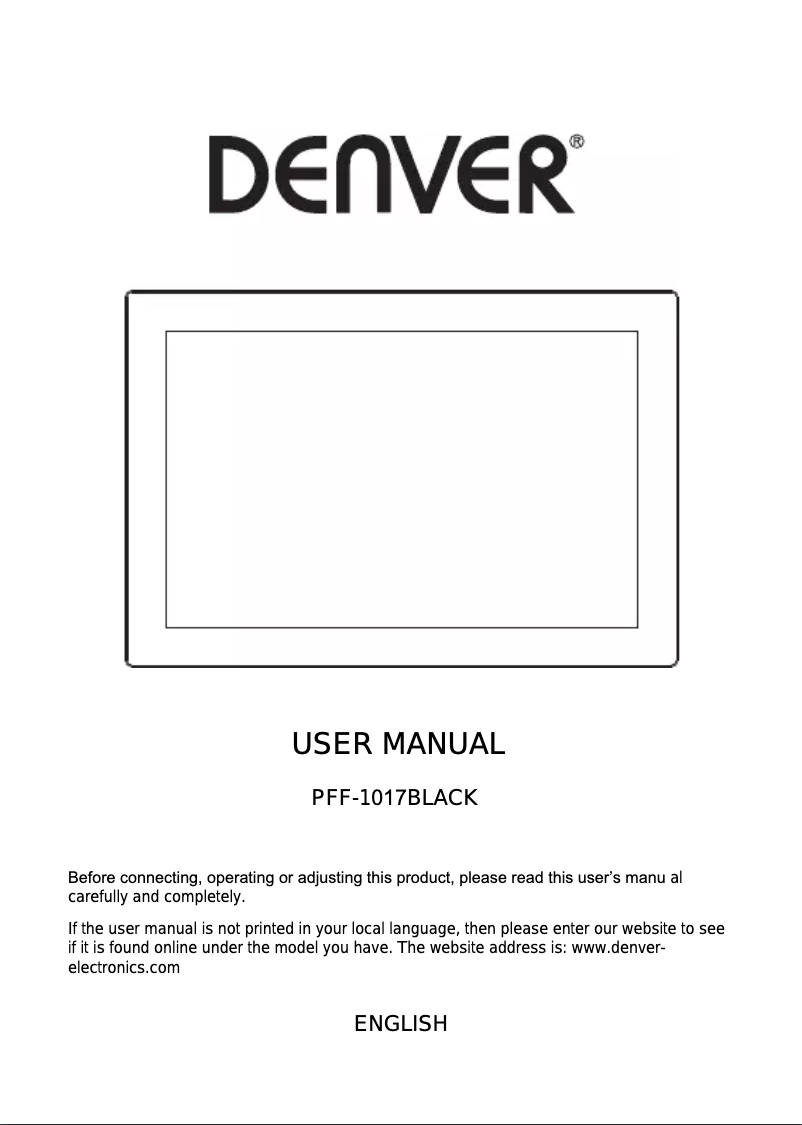 Page 1 de la notice Manuel utilisateur Denver Frameo PFF-1017