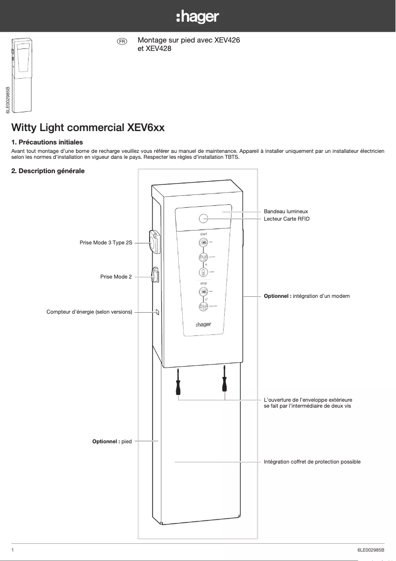 Página 1 del manual Manual de usuario Hager XEV426
