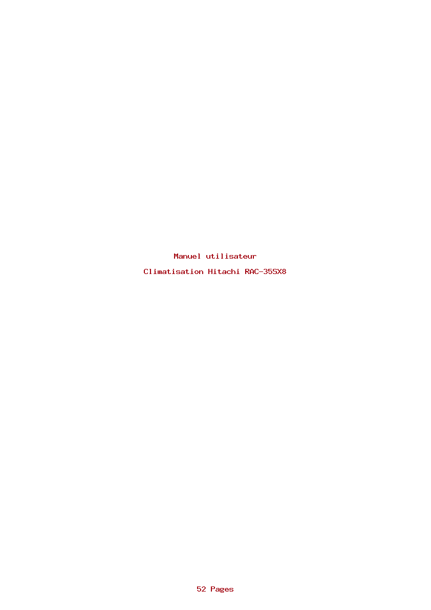 Page 1 de la notice Manuel utilisateur Hitachi RAC-35SX8