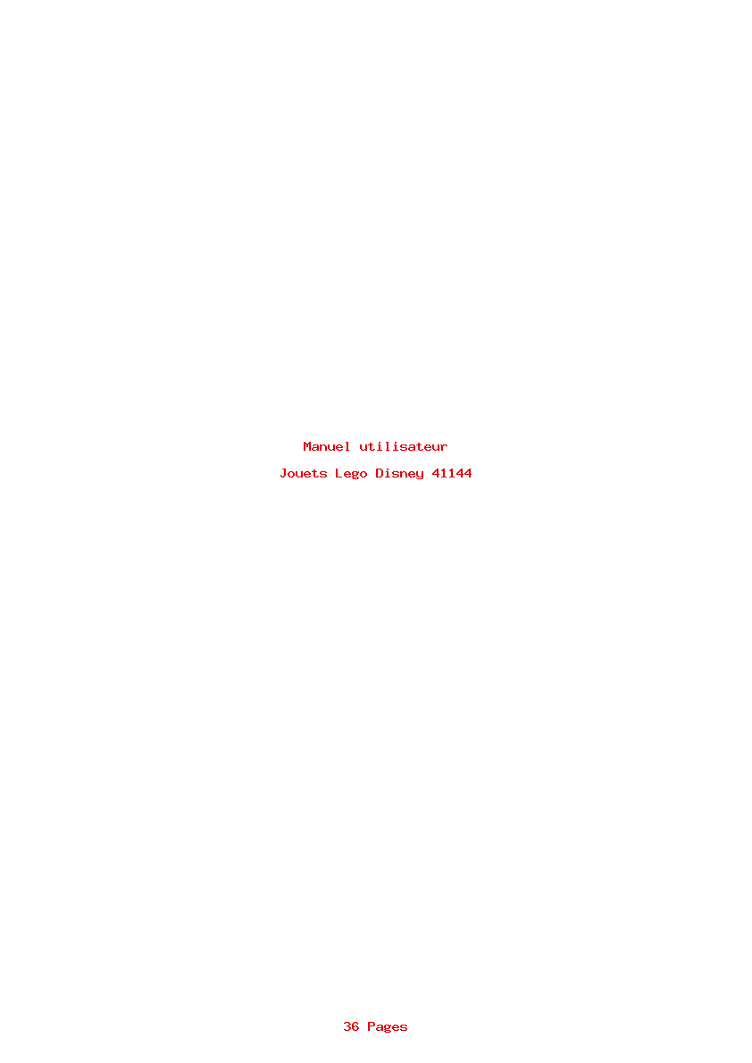 Page 1 de la notice Manuel utilisateur Lego Disney 41144